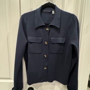 T Tahari Midnight Blue Knit Top